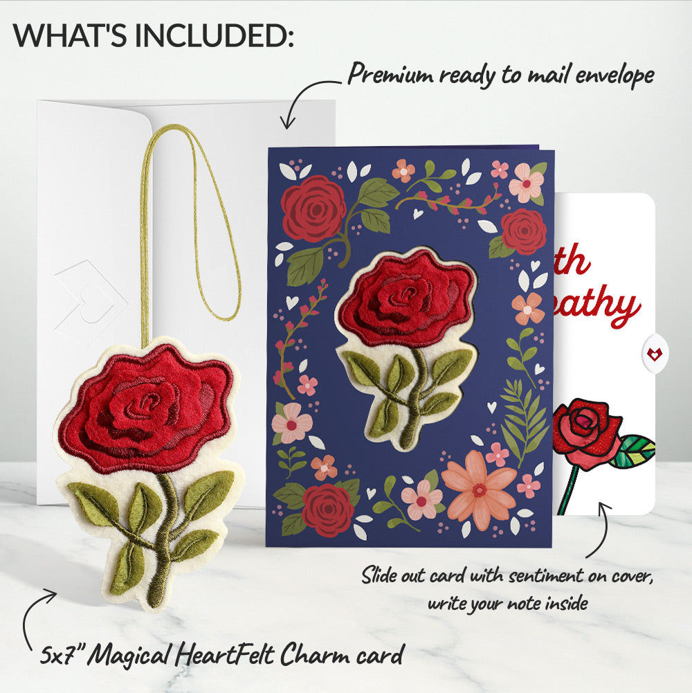 Everlasting Rose Sympathy HeartFelt Charm Card™ and Sentiment Set
