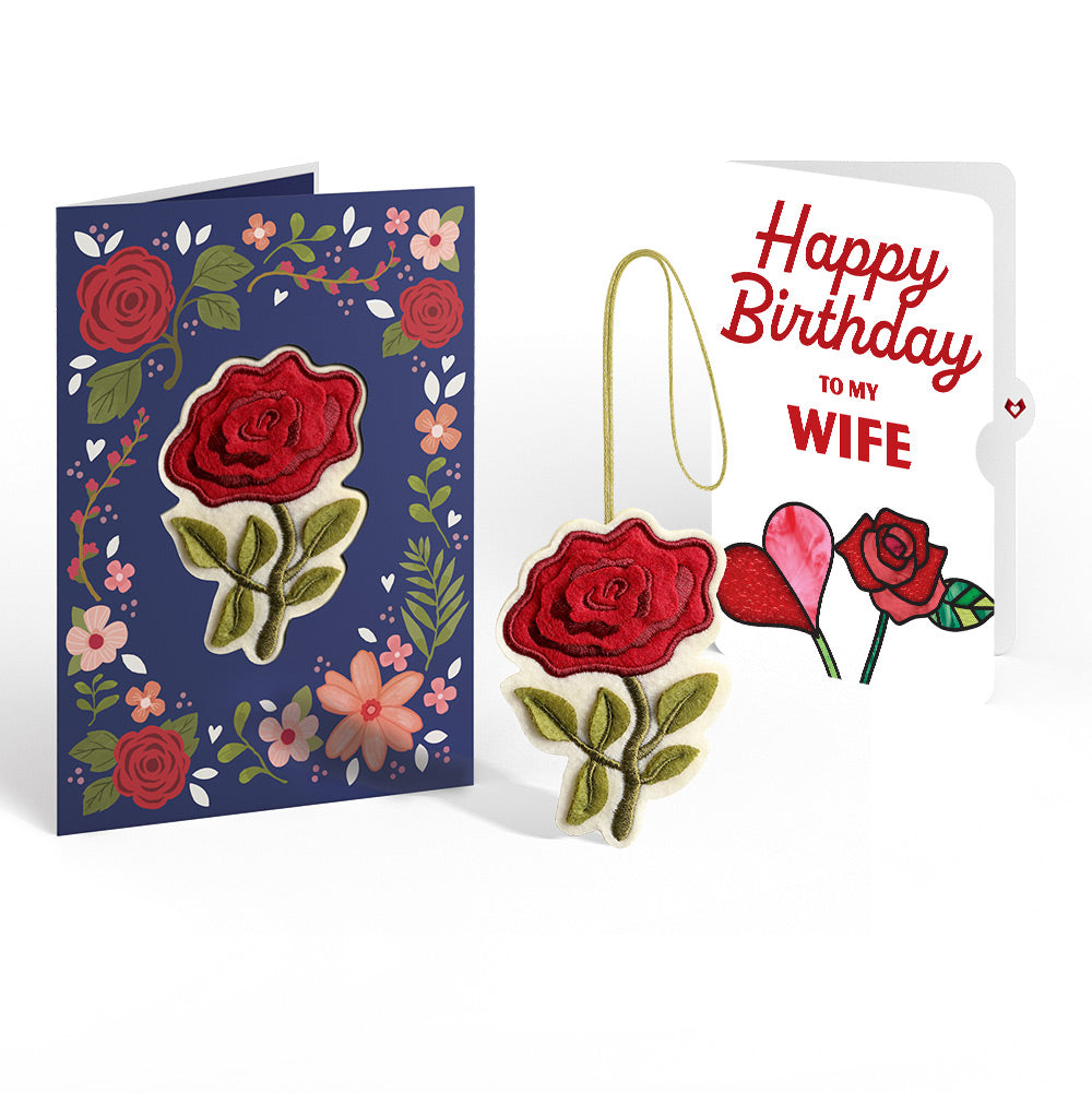 Everlasting Rose Birthday HeartFelt Charm Card™ and Sentiment Set for Wife