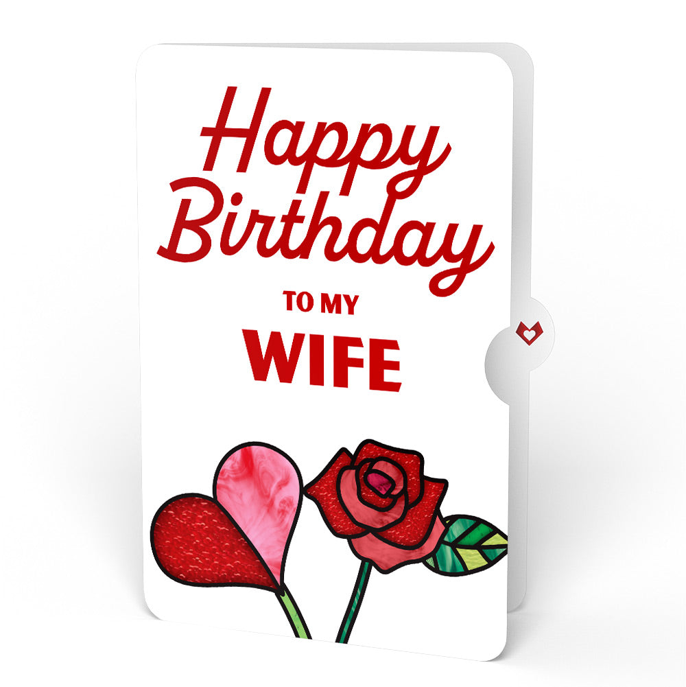 Everlasting Rose Birthday HeartFelt Charm Card™ and Sentiment Set for Wife