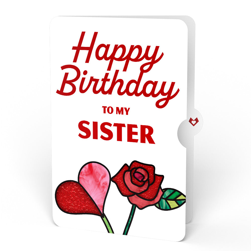 Everlasting Rose Birthday HeartFelt Charm Card™ and Sentiment Set for Sister