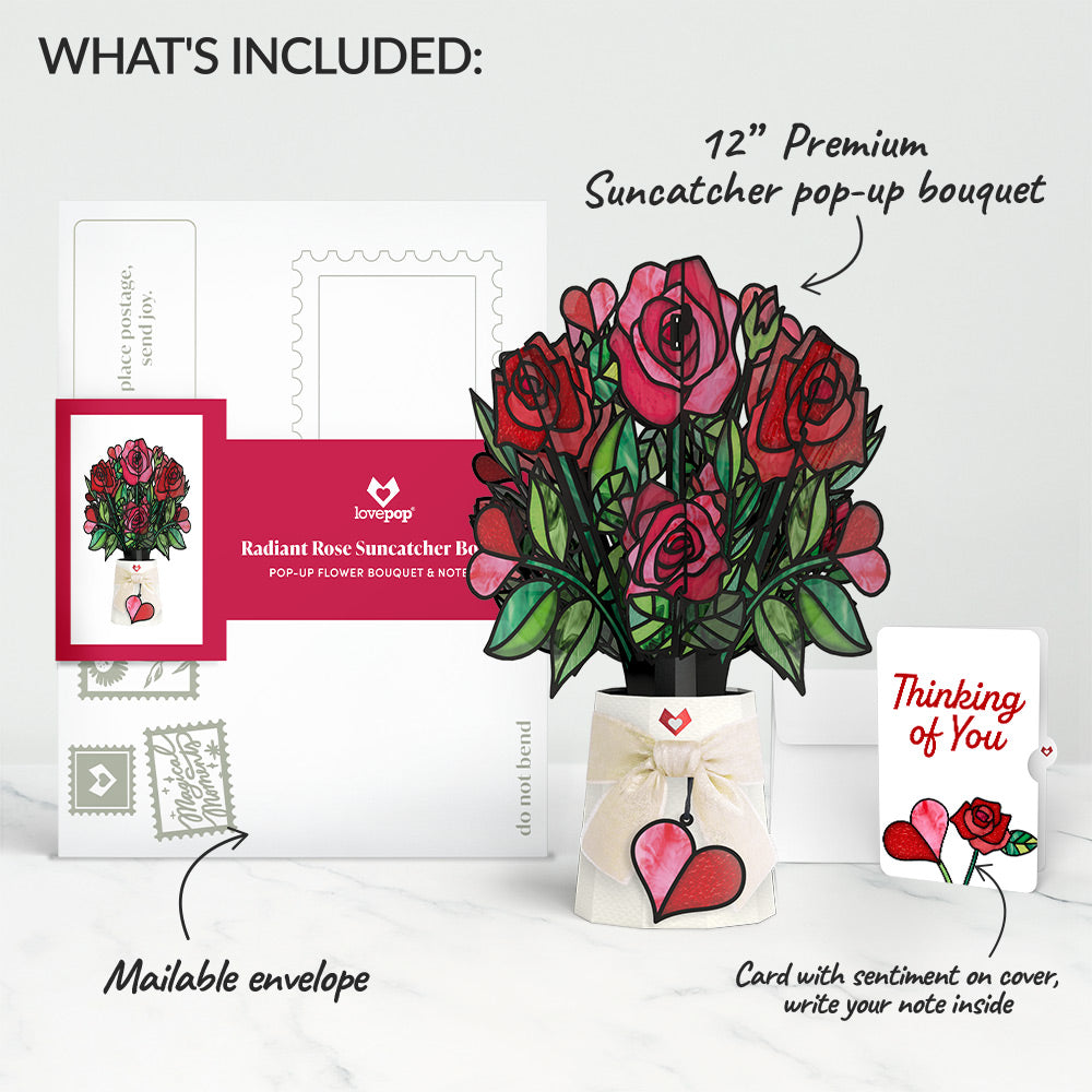 Radiant Rose Thinking of You Suncatcher Bouquet and Sentiment Set