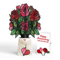 Radiant Rose Anniversary Suncatcher Bouquet and Rose Heart Bloom Sentiment Set