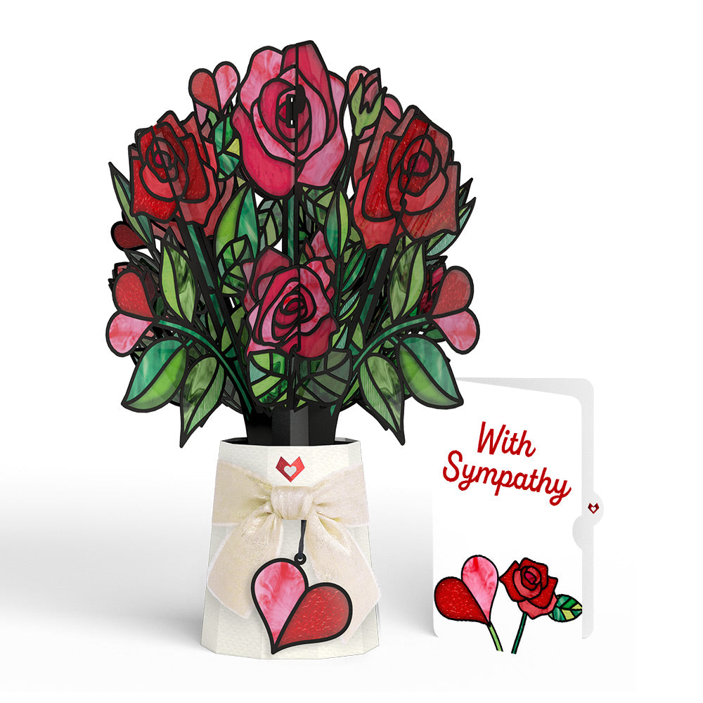 Radiant Rose Sympathy Suncatcher Bouquet and Sentiment Set