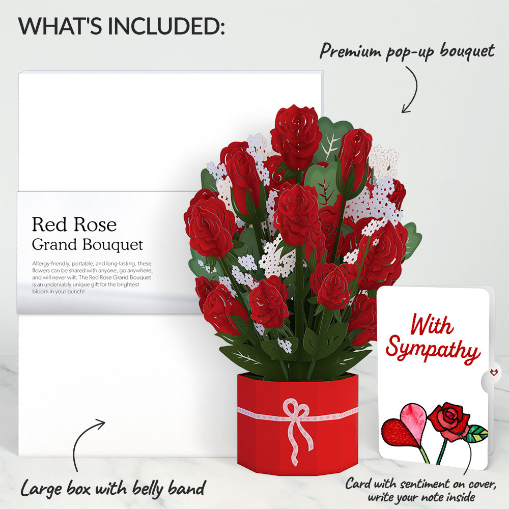 Red Rose Sympathy Grand Bouquet and Sentiment Set