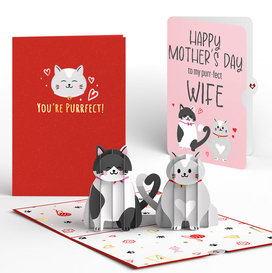 Love Cats Mother’s Day Pop-Up Card and Sentiment Set for Wife