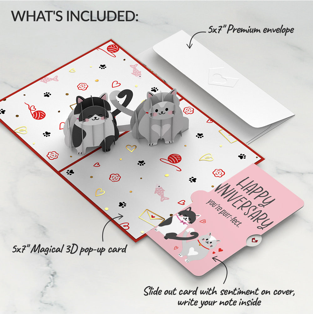 Love Cats Anniversary Pop-Up Card and Purrfect Cats Sentiment Set