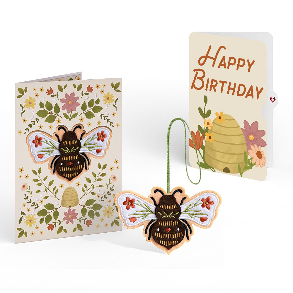 Botanical Bee Birthday HeartFelt Charm Card™ and Sentiment Set