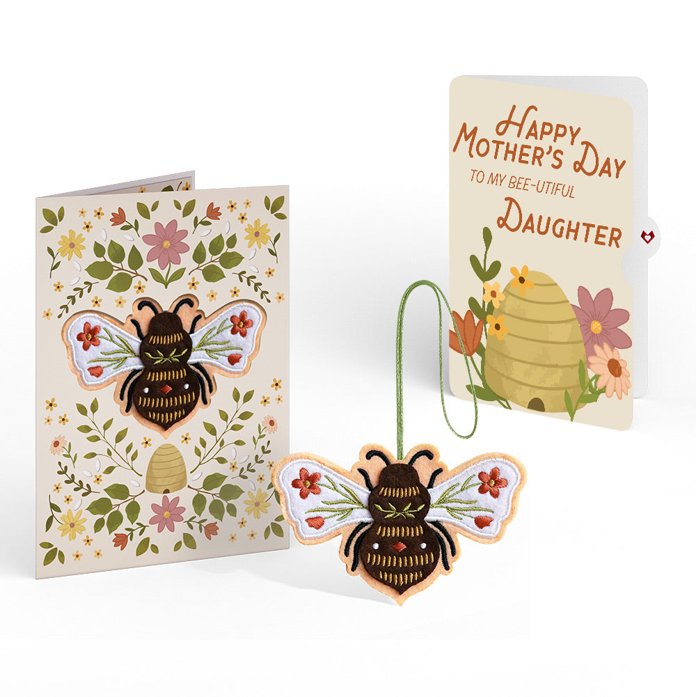 Botanical Bee Mother’s Day HeartFelt Charm Card™ and Sentiment Set for Daughter