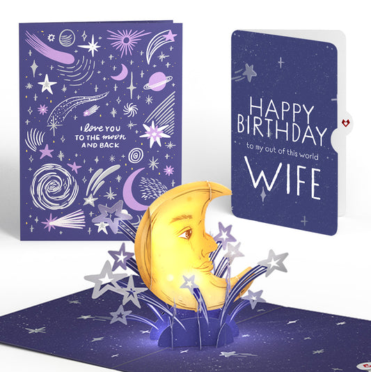 Love You to the Moon and Back Birthday Light-Up Pop-Up Card and Sentiment Set for Wife