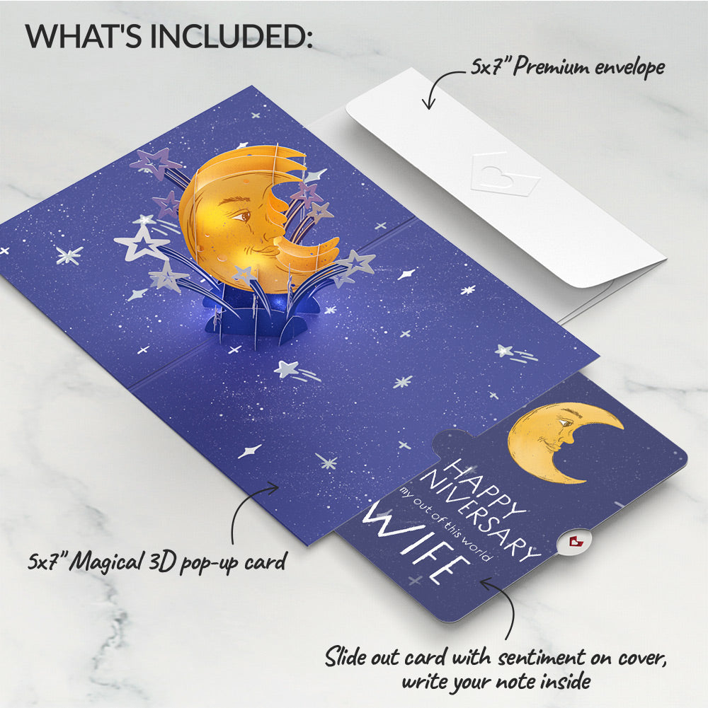 Love You to the Moon and Back Anniversary Light-Up Pop-Up Card and Sentiment Set for Wife