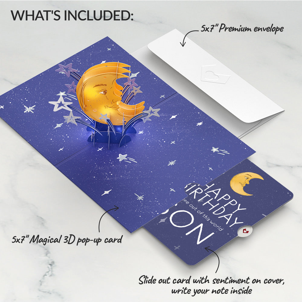 Love You to the Moon and Back Birthday Light-Up Pop-Up Card and Sentiment Set for Son