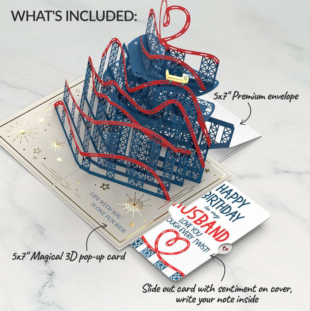 Love Rollercoaster Birthday Pop-Up Card and Sentiment Set for Husband
