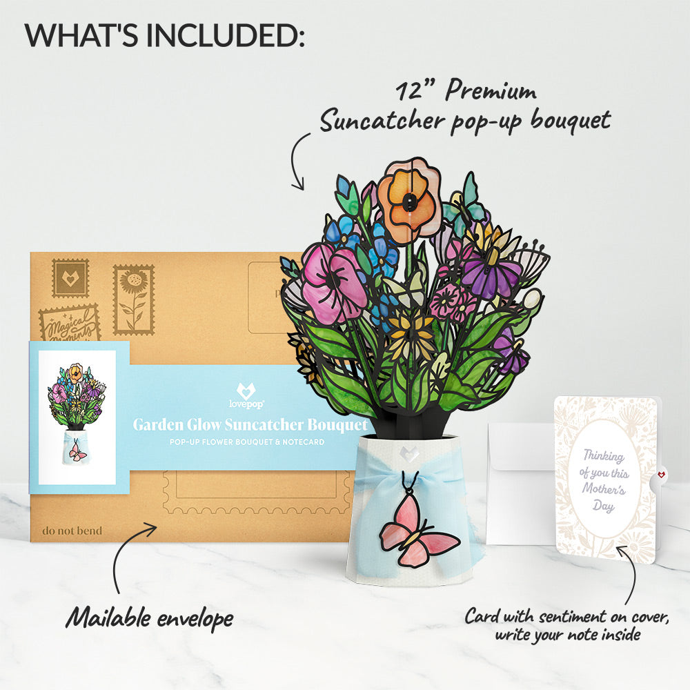 Garden Glow Mother’s Day Suncatcher Bouquet and Floral Embrace Sentiment Set for Mom