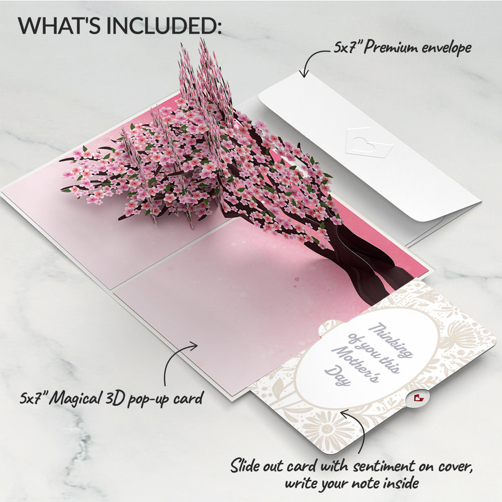 Cherry Blossom Branches in Bloom Mother’s Day Pop-Up Card and Sentiment Set for Mom
