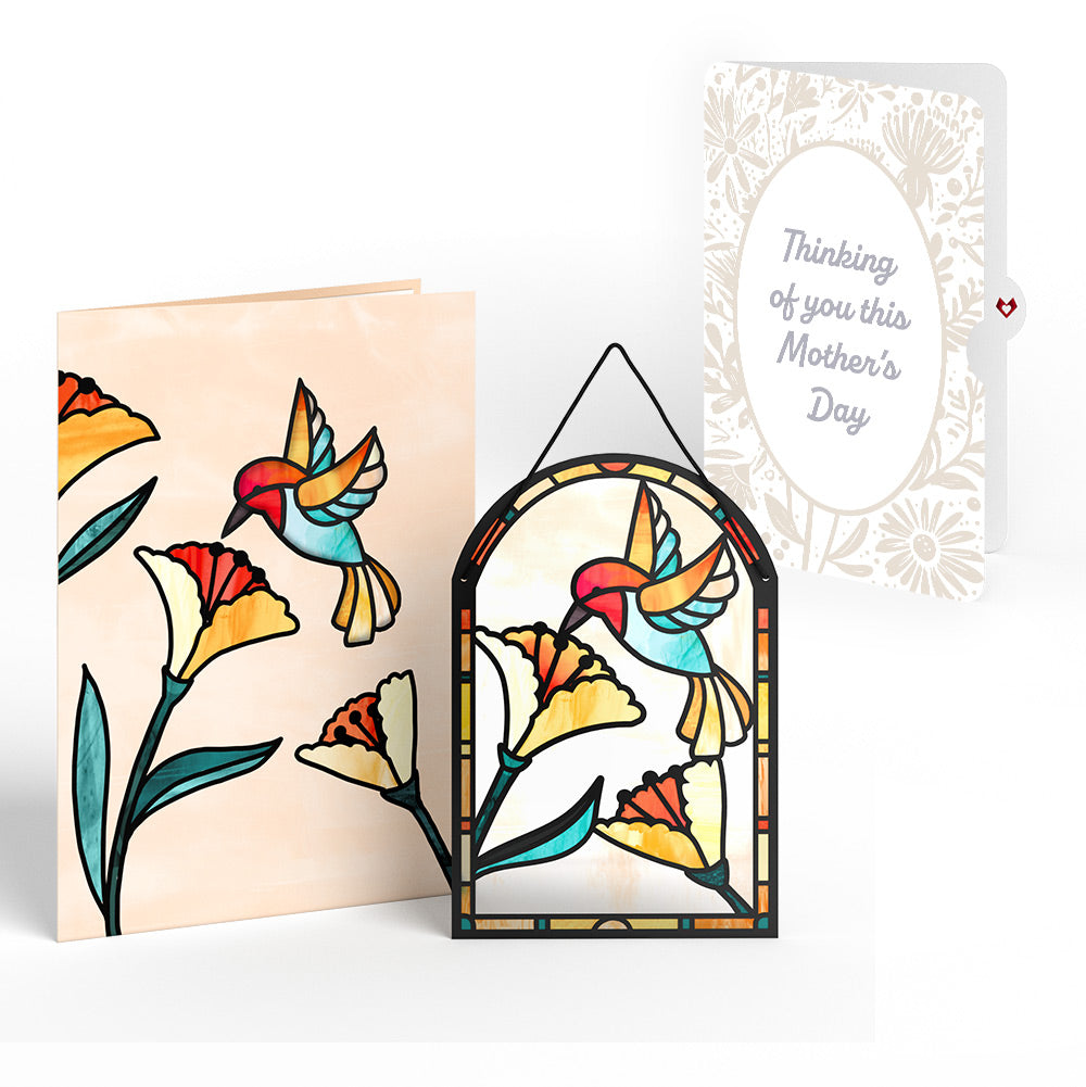 Sparkling Hummingbird Mother’s Day Suncatcher Card and Sentiment Set for Mom
