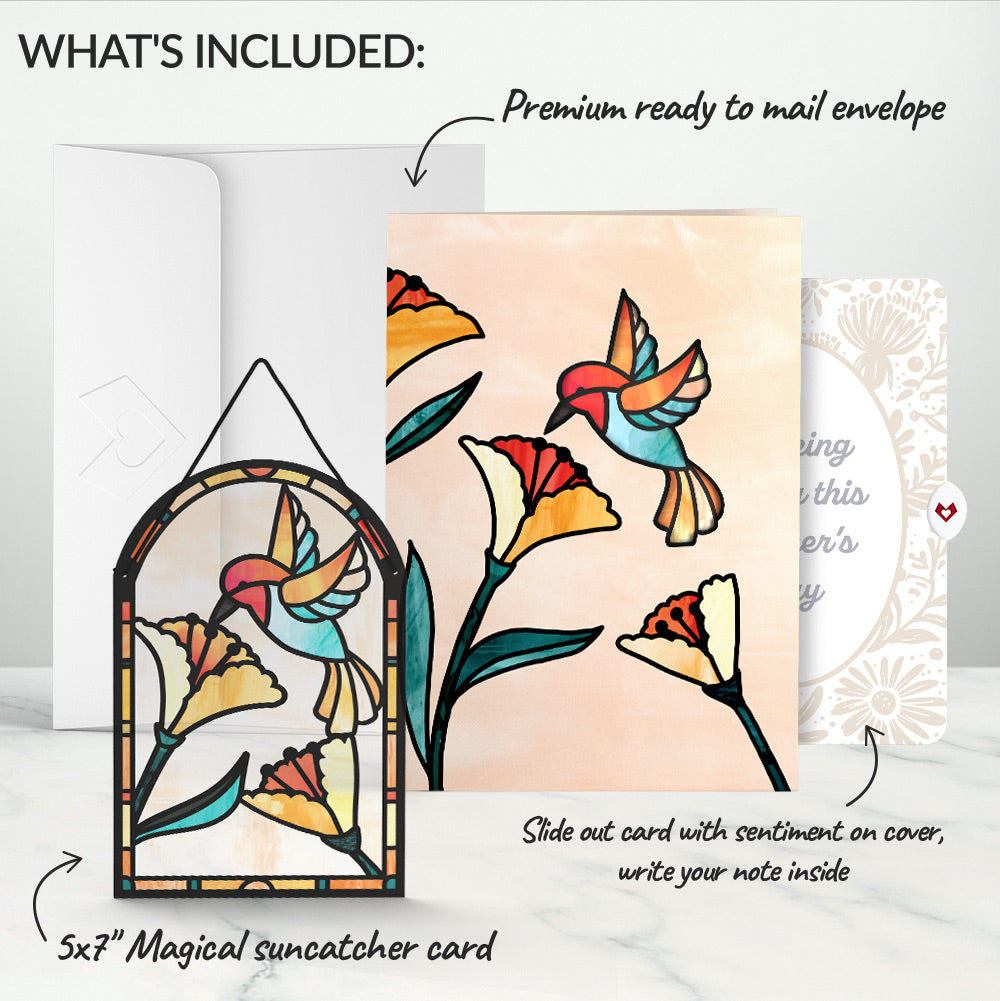 Sparkling Hummingbird Mother’s Day Suncatcher Card and Sentiment Set for Mom