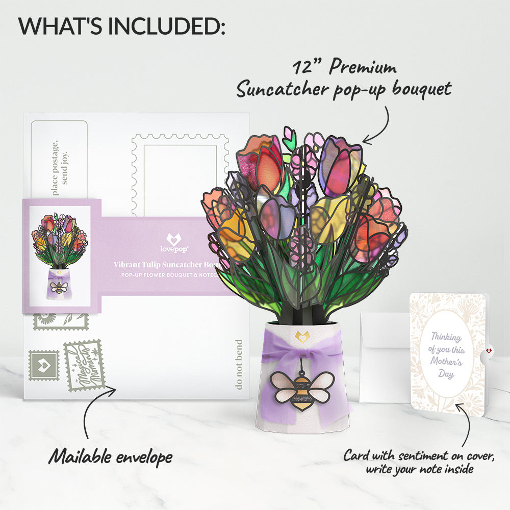 Vibrant Tulip Mother’s Day Suncatcher Bouquet and Sentiment Set for Mom