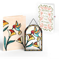 Sparkling Hummingbird Mother’s Day Suncatcher Card and Vintage Blossom Sentiment Set for Mom