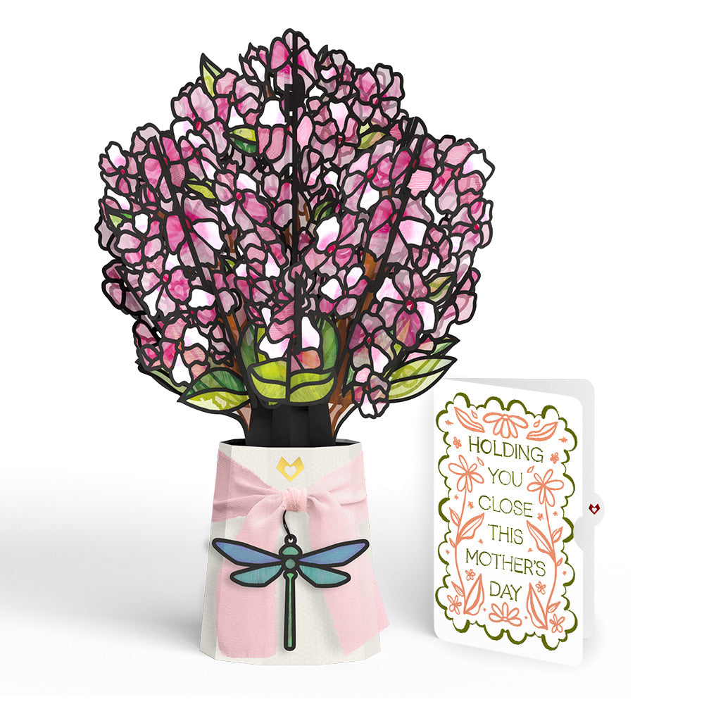 Sun-dappled Cherry Blossom Mother’s Day Suncatcher Bouquet and Vintage Blossom Sentiment Set for Mom