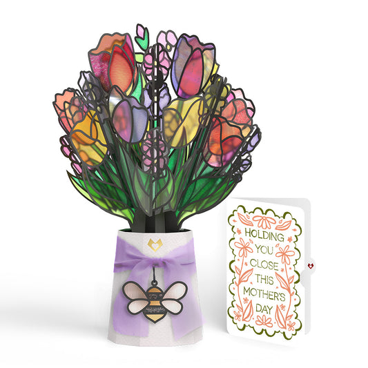 Vibrant Tulip Mother’s Day Suncatcher Bouquet and Vintage Blossom Sentiment Set for Mom