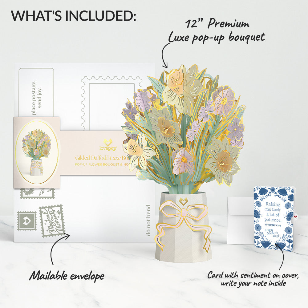 Gilded Daffodil Mother’s Day Luxe Bouquet and Sentiment Set for Mom