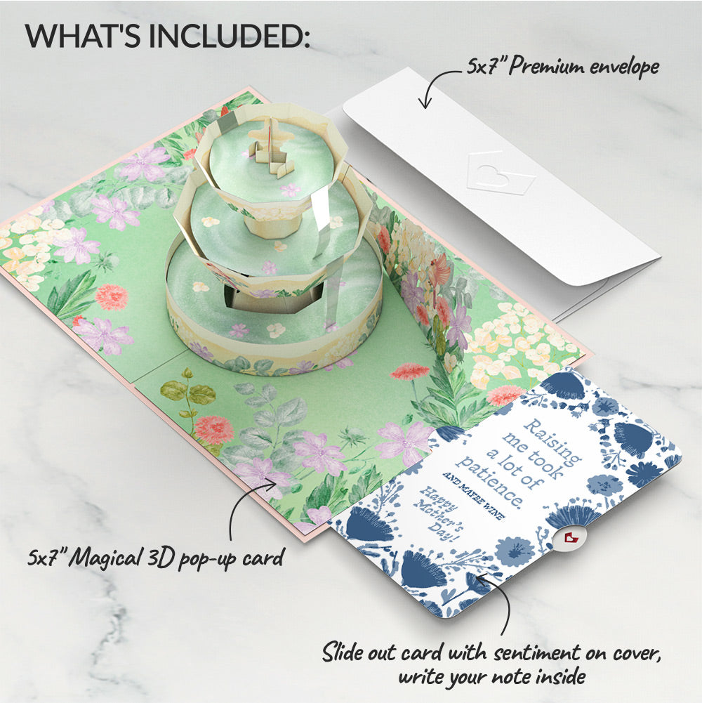 Cardinals in the Garden Mother’s Day Pop-Up Card and Vintage Blue Floral Sentiment Set for Mom
