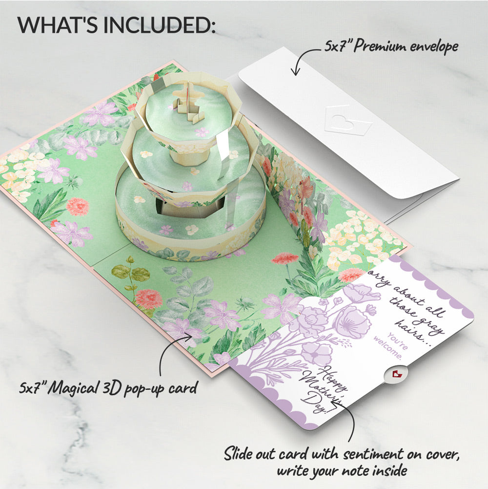 Cardinals in the Garden Mother’s Day Pop-Up Card and Vintage Lavender Floral Sentiment Set for Mom