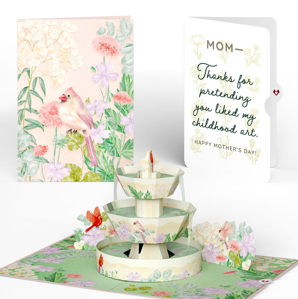 Cardinals in the Garden Mother’s Day Pop-Up Card and Vintage Wildflower Sketch Sentiment Set for Mom