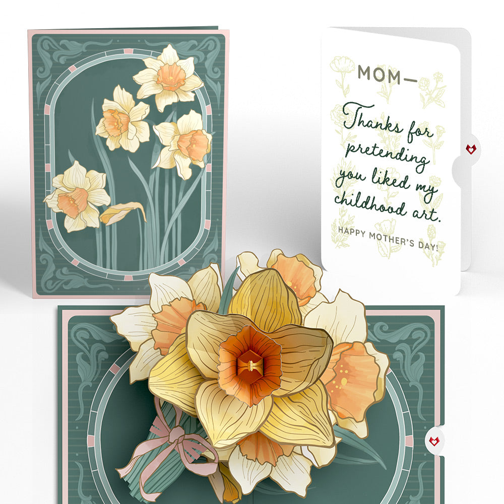 Daffodils in Bloom Mother’s Day Pop-Up Card and Vintage Wildflower Sketch Sentiment Set for Mom