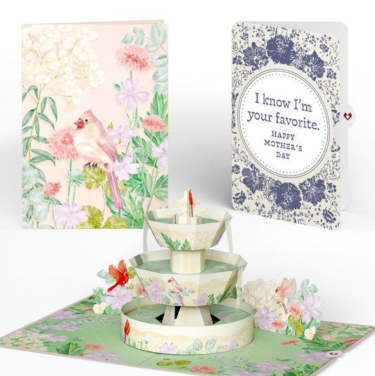 Cardinals in the Garden Mother’s Day Pop-Up Card and Indigo Floral Sentiment Set for Mom