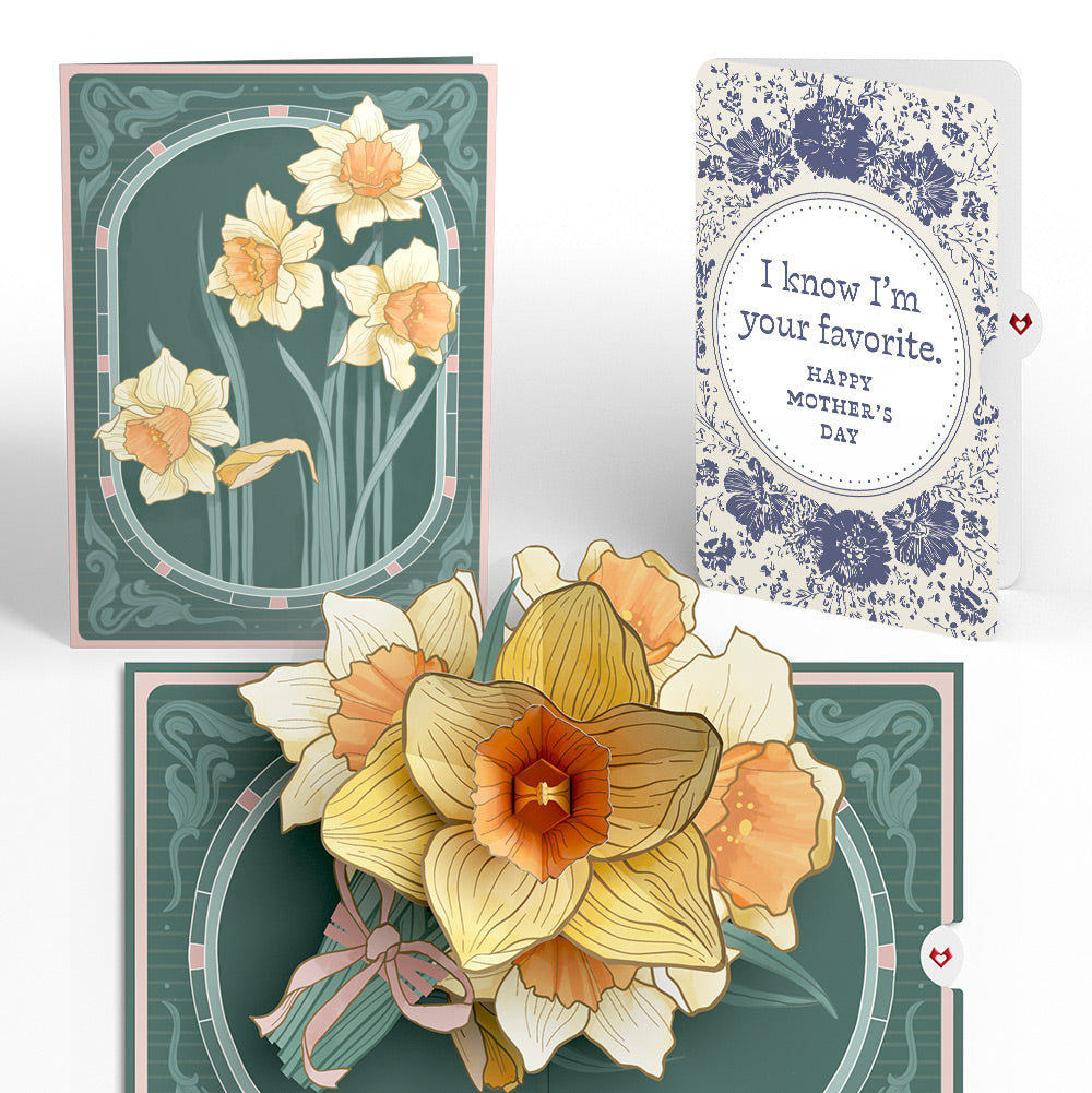 Daffodils in Bloom Mother’s Day Pop-Up Card and Indigo Floral Sentiment Set for Mom