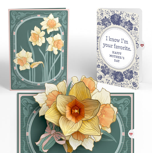 Daffodils in Bloom Mother’s Day Pop-Up Card and Indigo Floral Sentiment Set for Mom