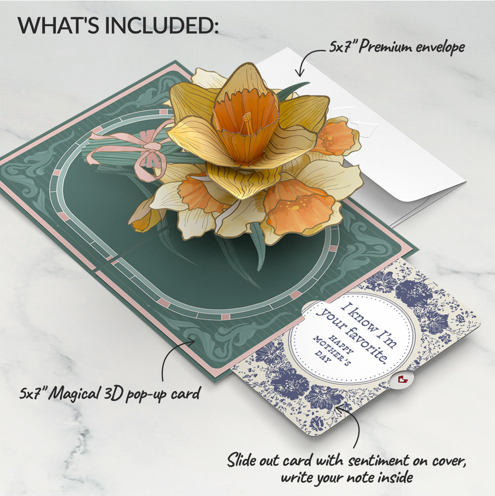 Daffodils in Bloom Mother’s Day Pop-Up Card and Indigo Floral Sentiment Set for Mom