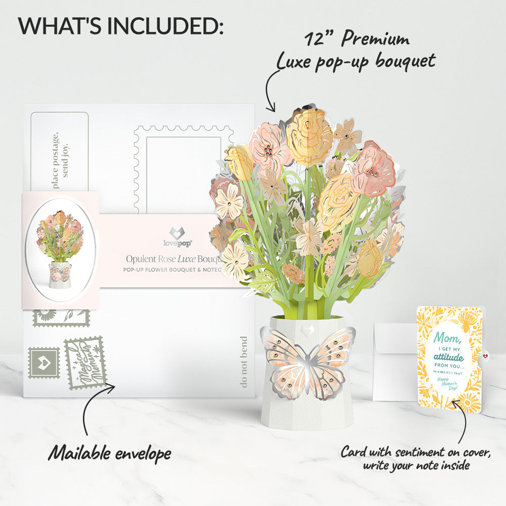 Opulent Rose Mother’s Day Luxe Bouquet and Sentiment Set for Mom