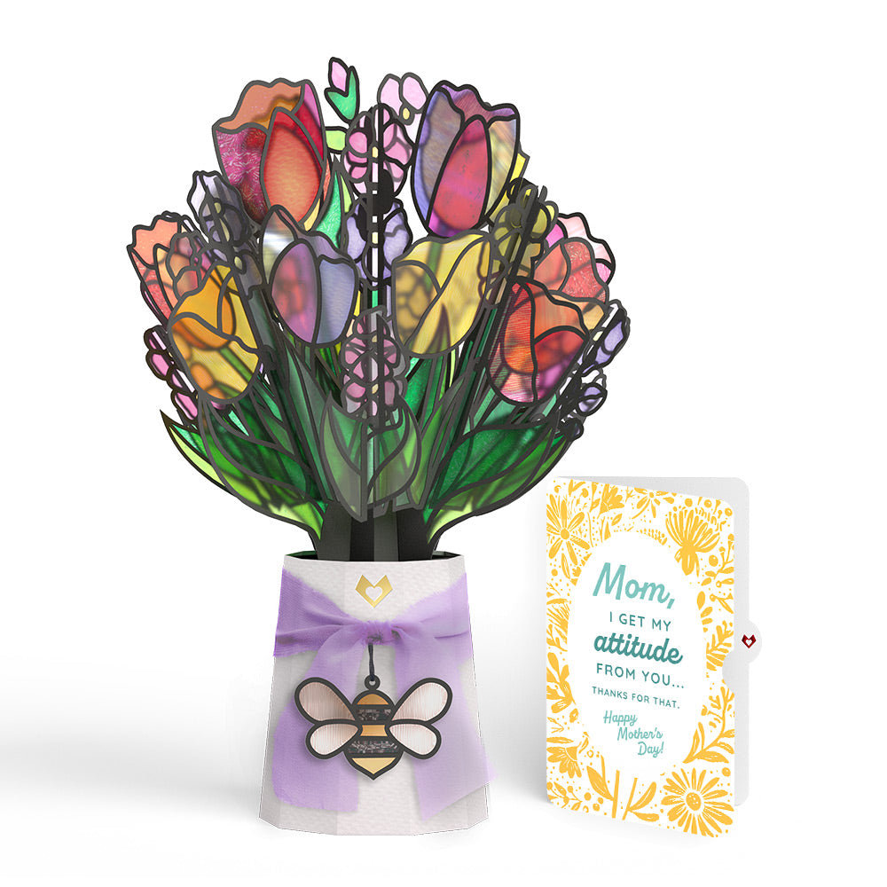 Vibrant Tulip Mother’s Day Suncatcher Bouquet and Sunny Bloom Sentiment Set for Mom