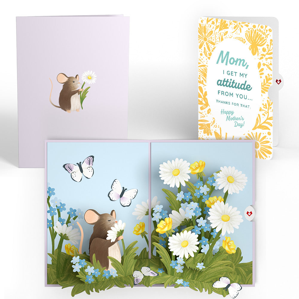 Field Mouse in the Flowers Mother’s Day Pop-Up Card and Sentiment Set for Mom