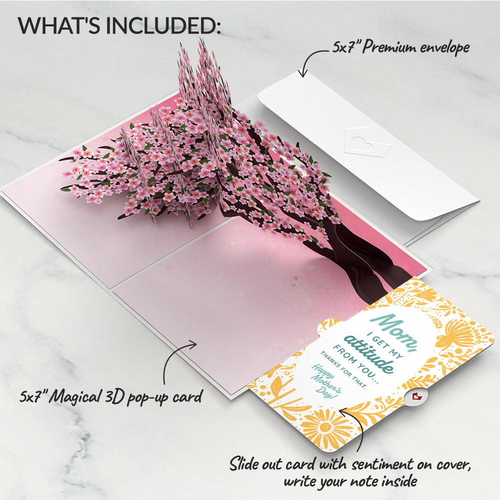 Cherry Blossom Branches in Bloom Mother’s Day Pop-Up Card and Sunny Bloom Sentiment Set for Mom
