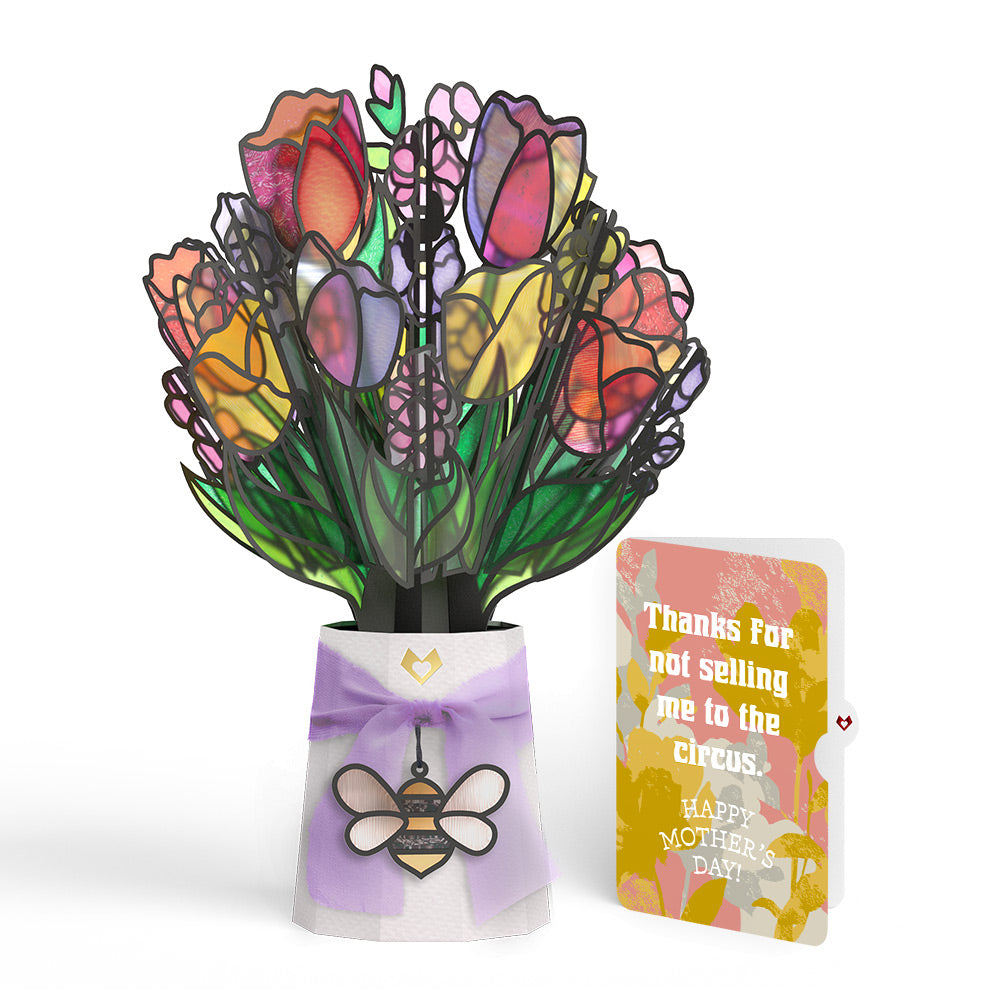 Vibrant Tulip Mother’s Day Suncatcher Bouquet and Playful Painted Bloom Sentiment Set for Mom