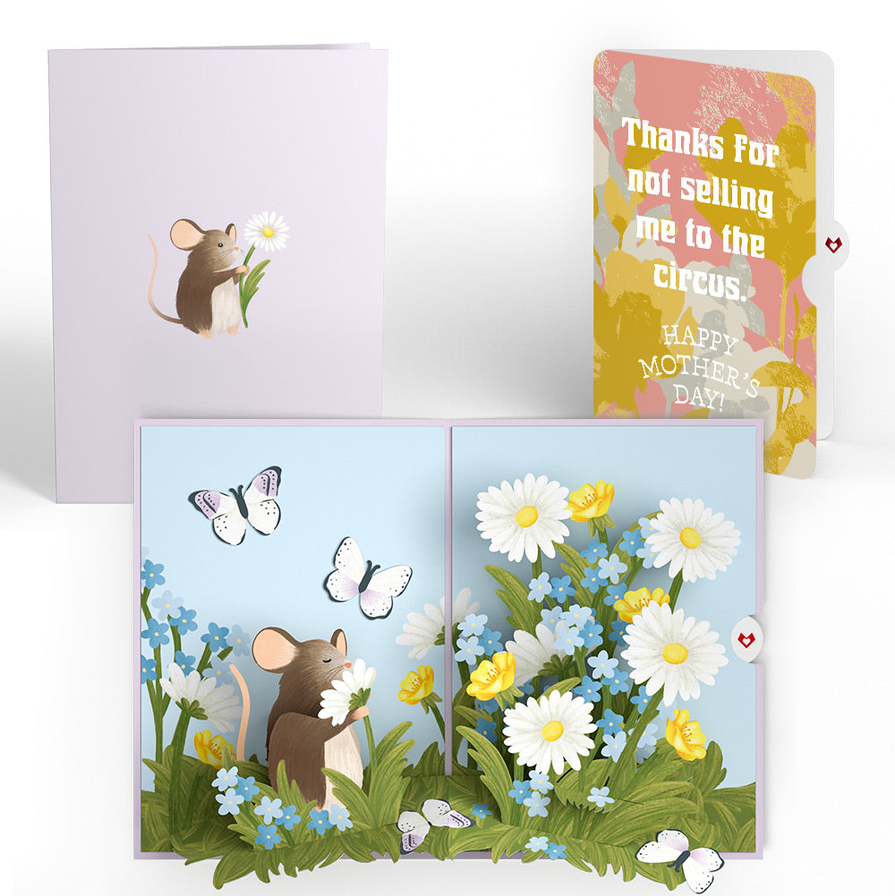 Field Mouse in the Flowers Mother’s Day Pop-Up Card and Playful Painted Bloom Sentiment Set for Mom