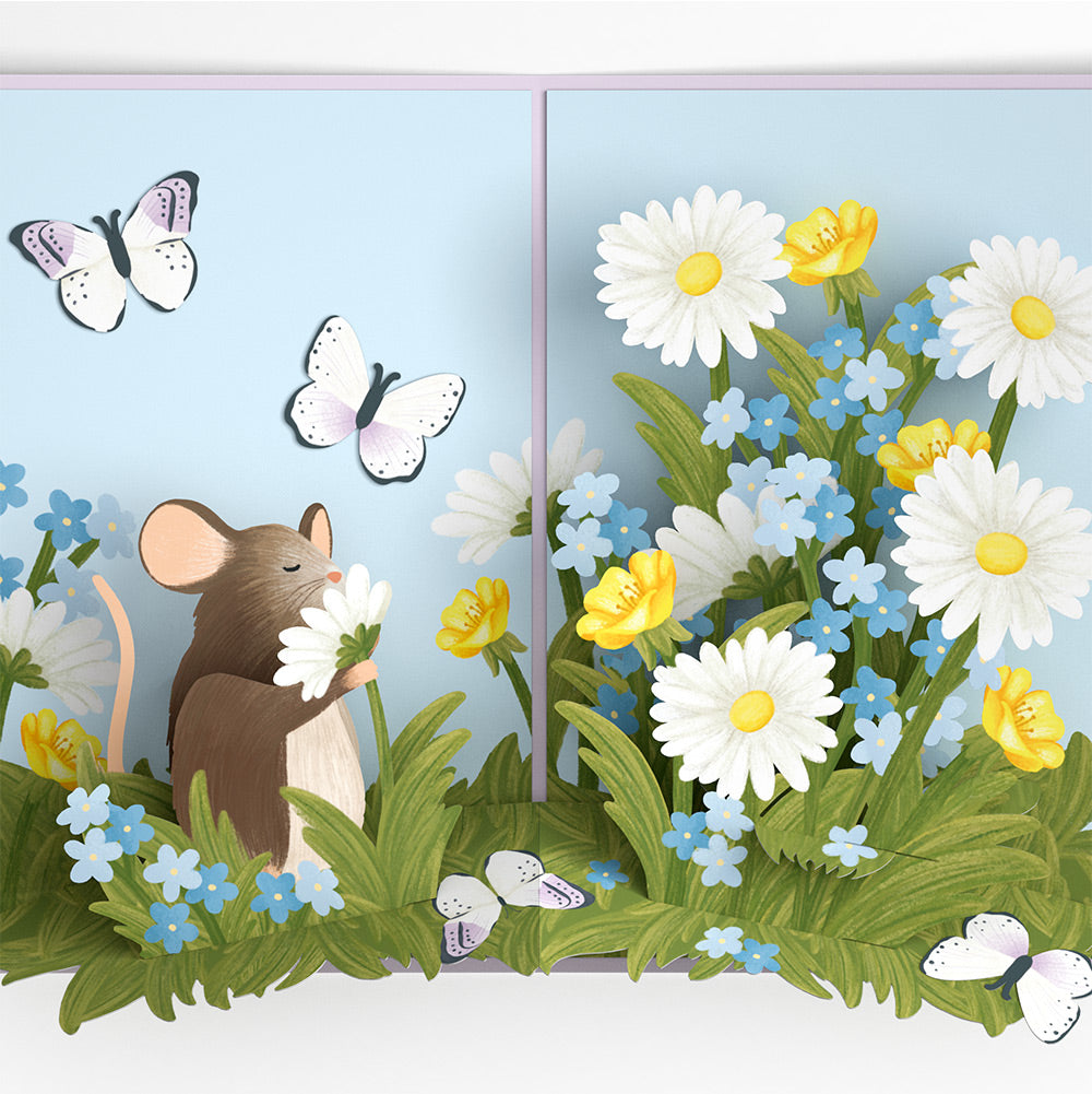 Field Mouse in the Flowers Mother’s Day Pop-Up Card and Playful Painted Bloom Sentiment Set for Mom