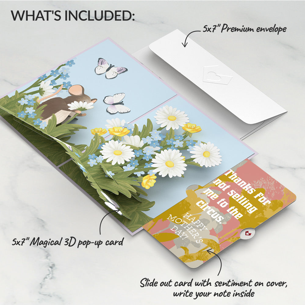 Field Mouse in the Flowers Mother’s Day Pop-Up Card and Playful Painted Bloom Sentiment Set for Mom