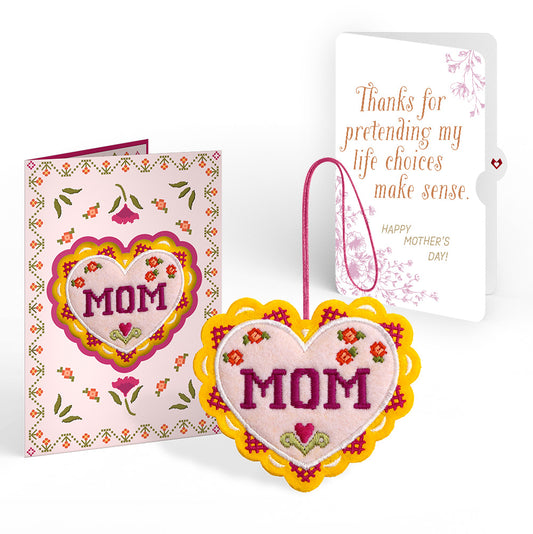 Stitched with Love Mother’s Day HeartFelt Charm Card™ and Sentiment Set for Mom
