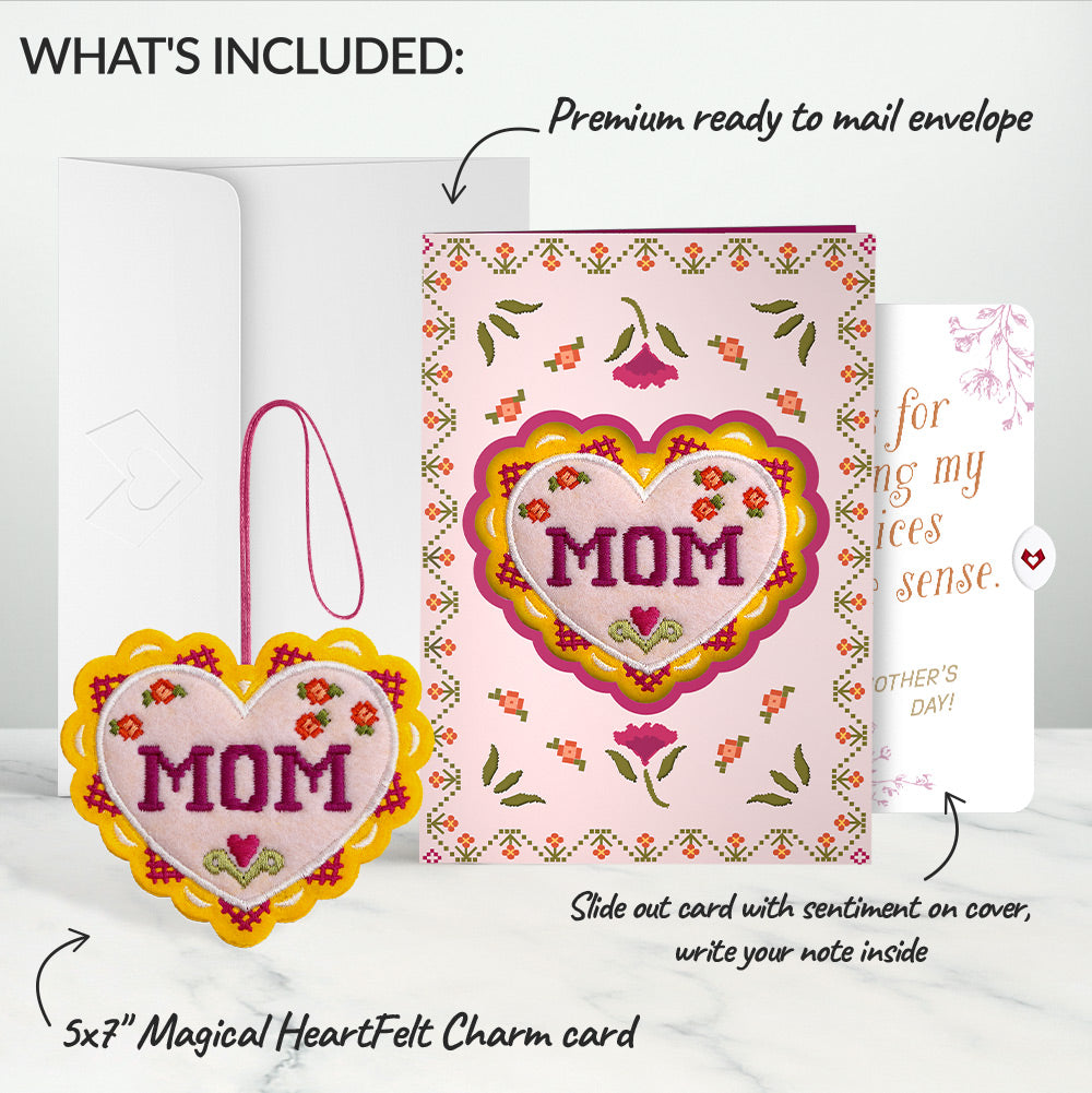 Stitched with Love Mother’s Day HeartFelt Charm Card™ and Sentiment Set for Mom