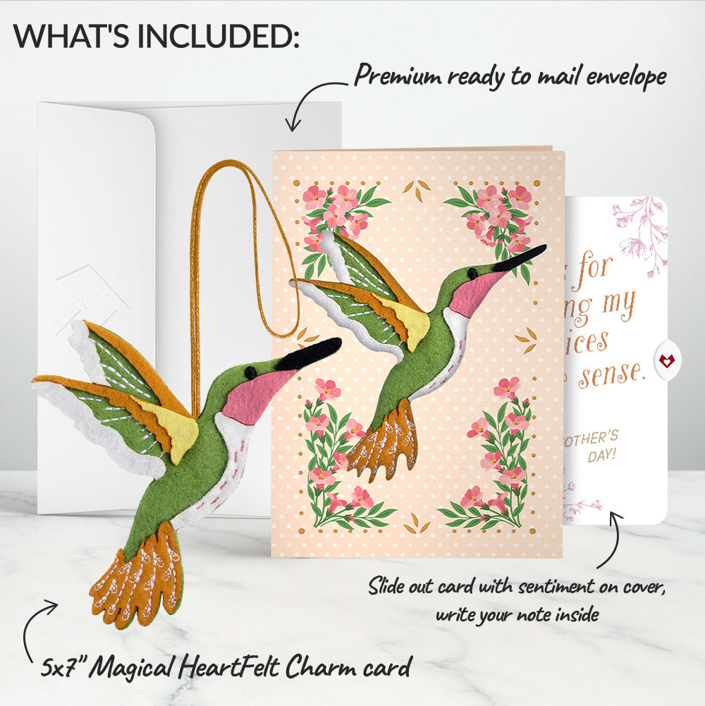 Serene Hummingbird Mother’s Day HeartFelt Charm Card™ and Sentiment Set for Mom