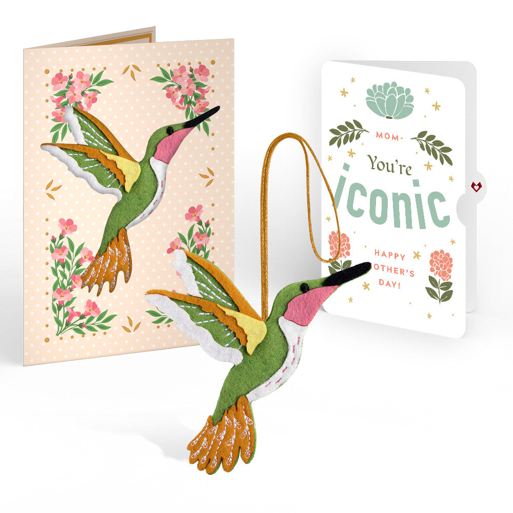 Serene Hummingbird Mother’s Day HeartFelt Charm Card™ and Iconic Bloom Sentiment Set for Mom