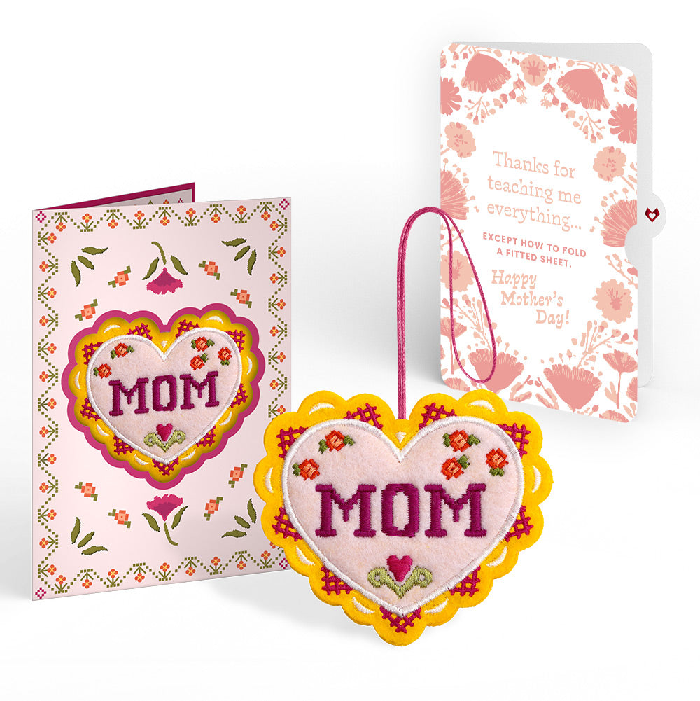 Stitched with Love Mother’s Day HeartFelt Charm Card™ and Poppies Garden Frame Sentiment Set for Mom