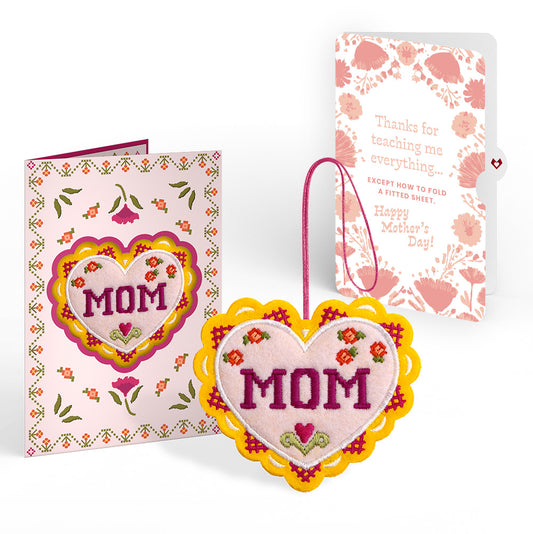 Stitched with Love Mother’s Day HeartFelt Charm Card™ and Poppies Garden Frame Sentiment Set for Mom