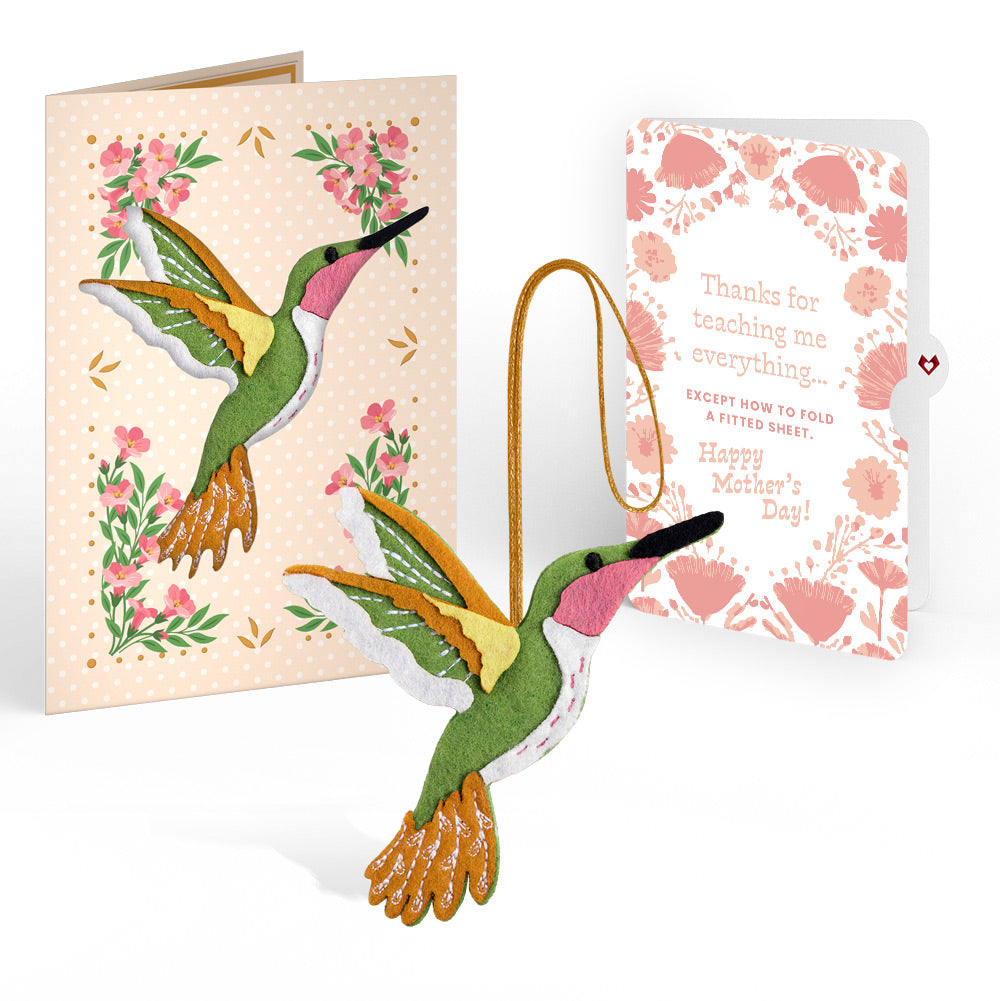 Serene Hummingbird Mother’s Day HeartFelt Charm Card™ and Poppies Garden Frame Sentiment Set for Mom