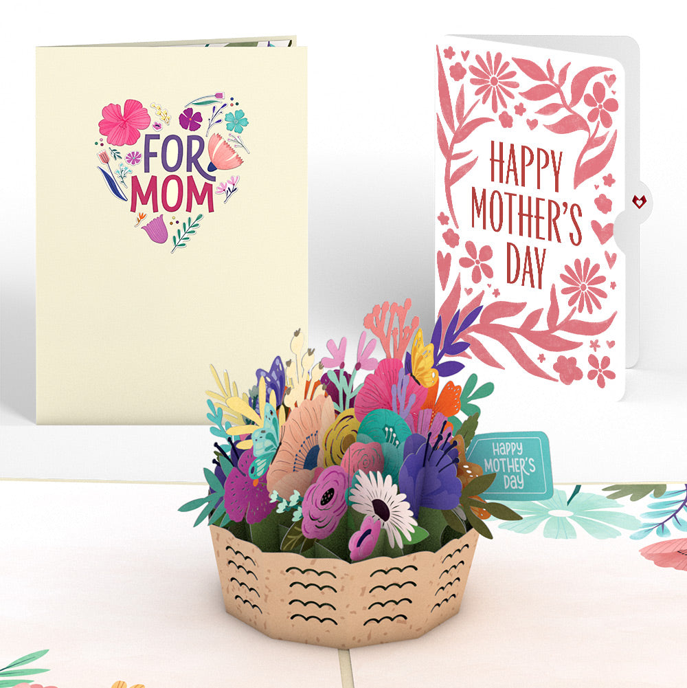 Mother's Day Basket Pop-Up Card and Bold Petal Pattern Sentiment Set for Mom