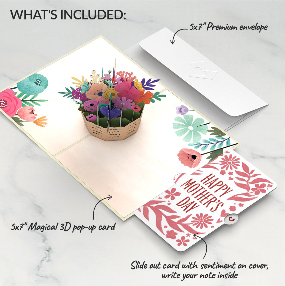Mother's Day Basket Pop-Up Card and Bold Petal Pattern Sentiment Set for Mom